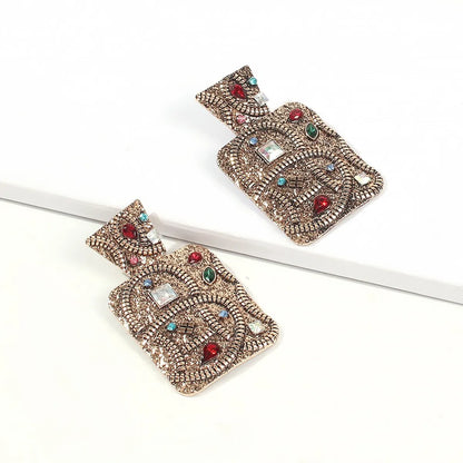 Retro Court Style Geometric Diamond Alloy Earrings Wholesale