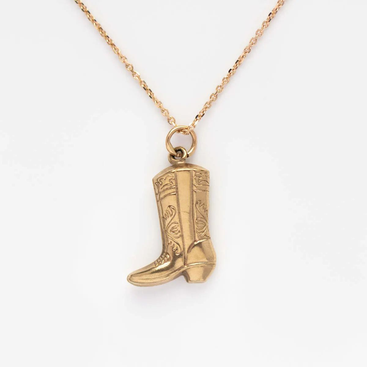 Stainless Steel Copper Retro Cowboy Style Boots Plating Pendant Necklace