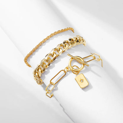 Retro Creative Gold Multi-layer Thick Chain Bracelet