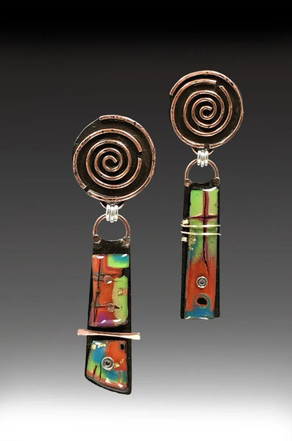 Retro Creative Spiral Colored Glass Earrings Bohemian Personalized Earrings