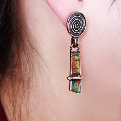 Retro Creative Spiral Colored Glass Earrings Bohemian Personalized Earrings