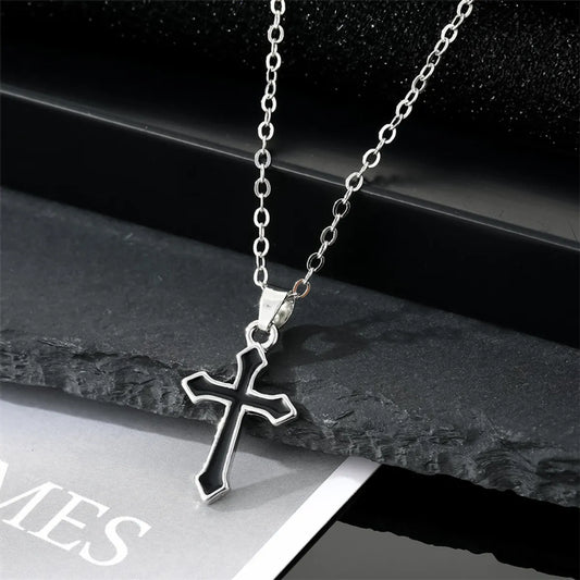 Retro Cross Alloy Pendant Set Black Earring Necklace