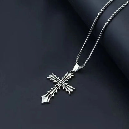 Retro Cross Flower Alloy Titanium Steel Plating Gold Plated Unisex Pendant Necklace