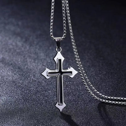 Retro Cross Flower Alloy Titanium Steel Plating Gold Plated Unisex Pendant Necklace