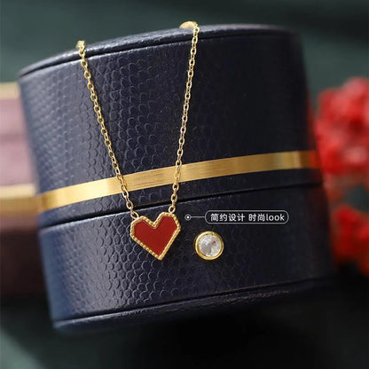 Retro Cross Heart Shape Titanium Steel Necklace 1 Piece