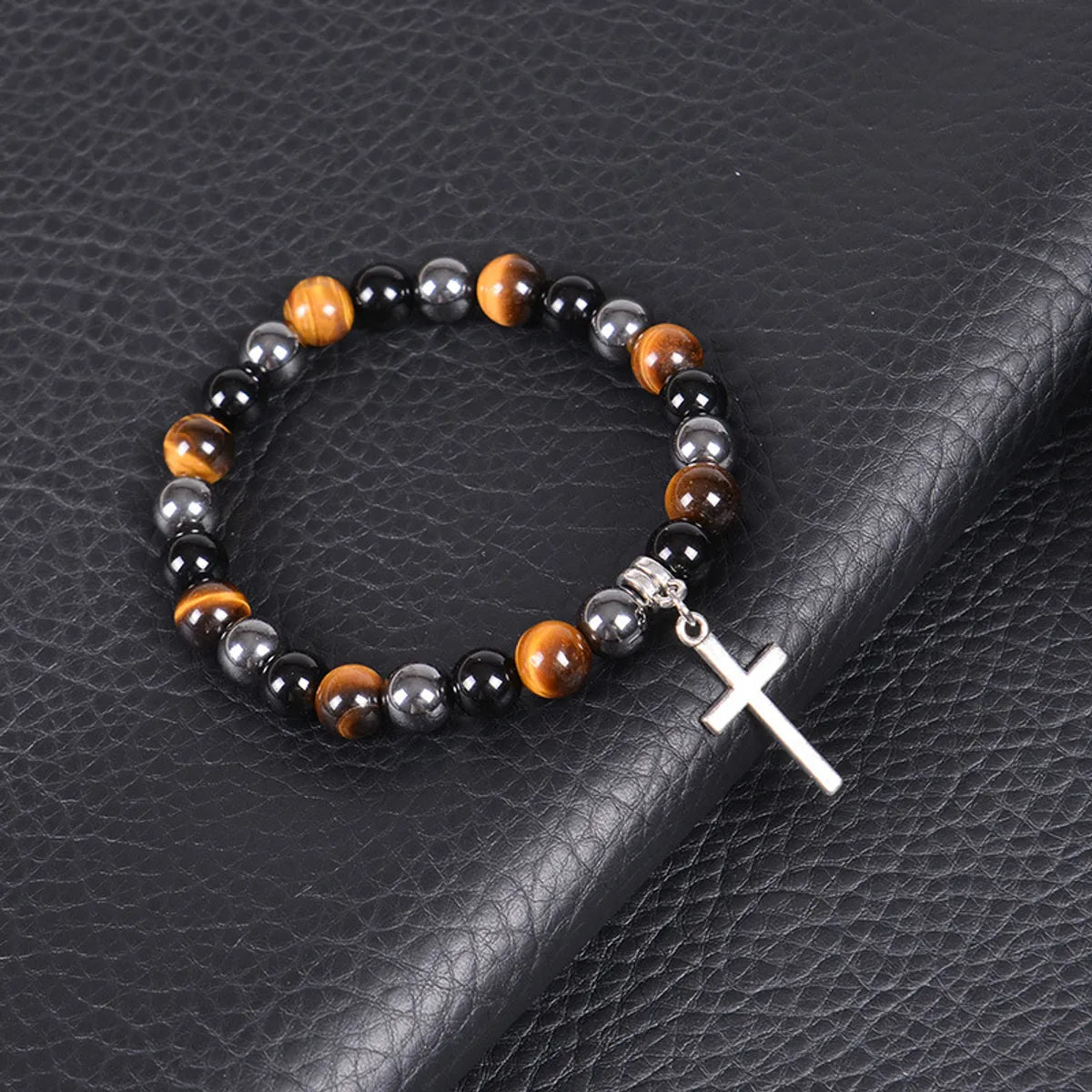 Retro Cross Natural Stone Men'S Bracelets