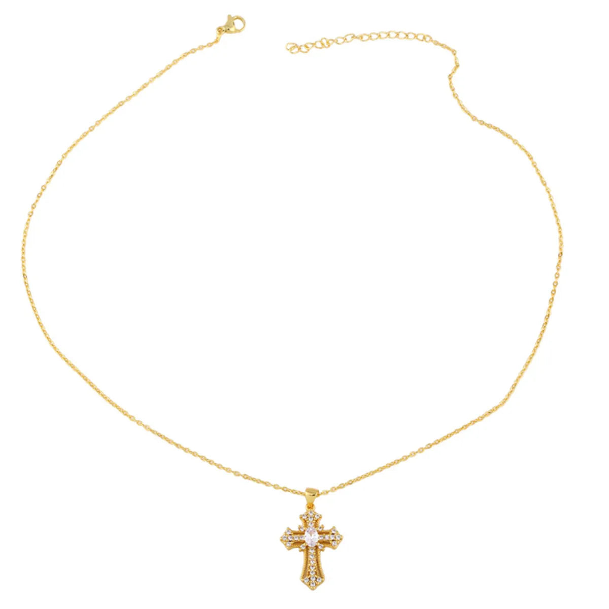 Retro Cross Simple Diamond Cross Necklace