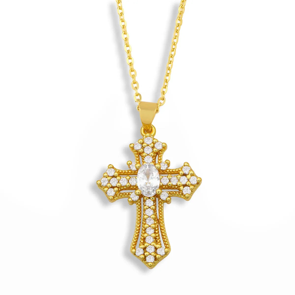 Retro Cross Simple Diamond Cross Necklace