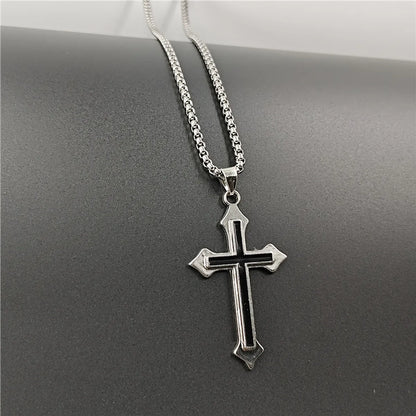 Retro Cross Stainless Steel Alloy Plating Unisex Pendant Necklace