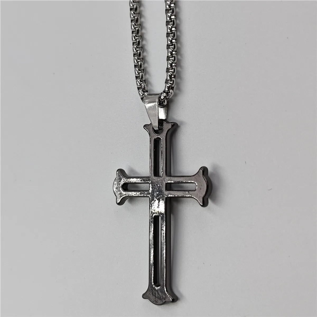 Retro Cross Stainless Steel Alloy Plating Unisex Pendant Necklace