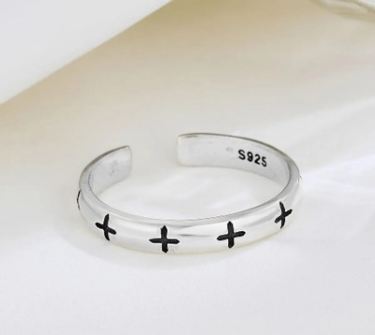 Retro Cross Sterling Silver Open Rings