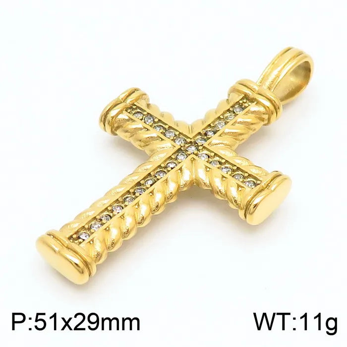 Retro Cross Titanium Steel Plating Gold Plated Charms Jewelry Accessories