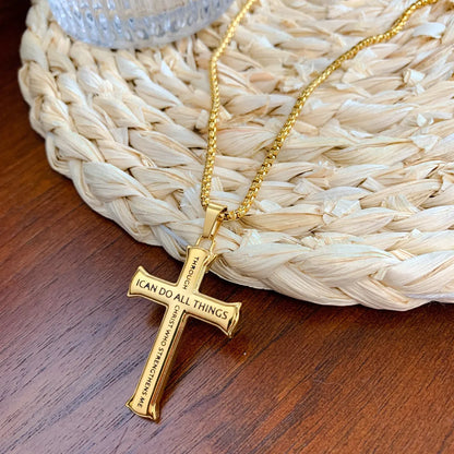 Retro Cross Titanium Steel Plating Men'S Pendant Necklace