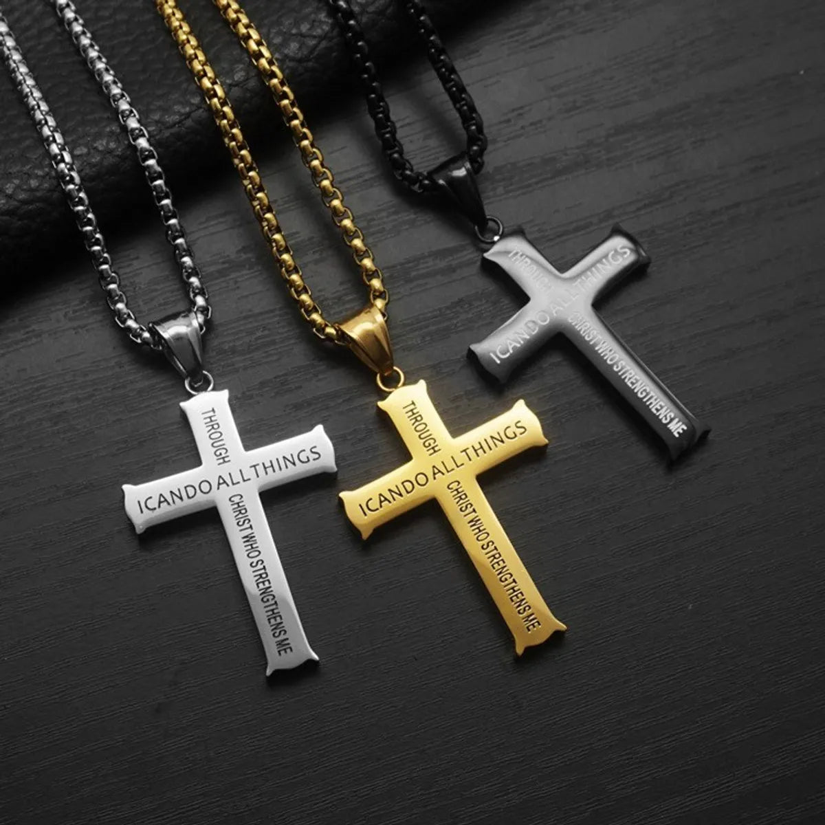 Retro Cross Titanium Steel Plating Men'S Pendant Necklace