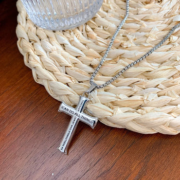 Retro Cross Titanium Steel Plating Men'S Pendant Necklace