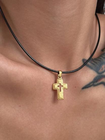 Retro Cross Titanium Steel Plating Pendant Necklace