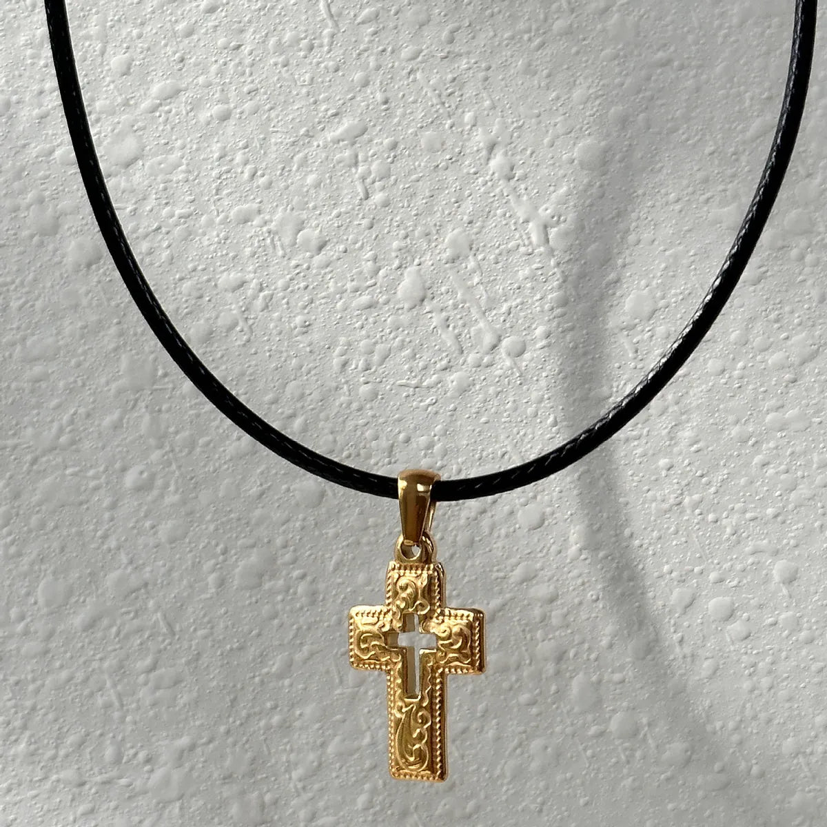 Retro Cross Titanium Steel Plating Pendant Necklace