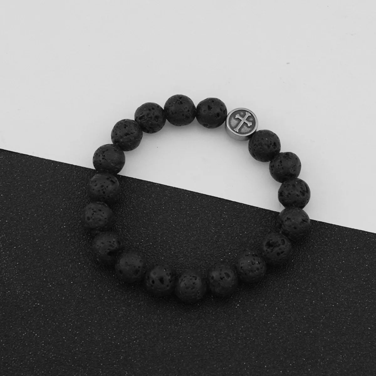 Retro Cross Volcanic Rock Beaded Unisex Bracelets