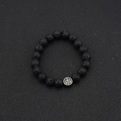 Retro Cross Volcanic Rock Beaded Unisex Bracelets