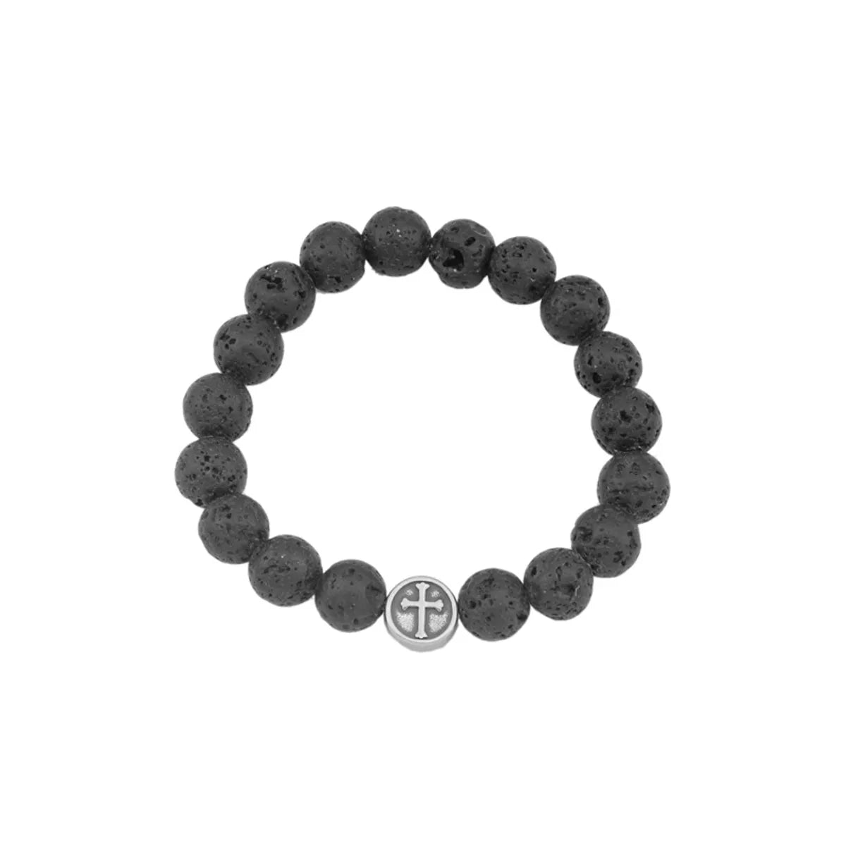 Retro Cross Volcanic Rock Beaded Unisex Bracelets