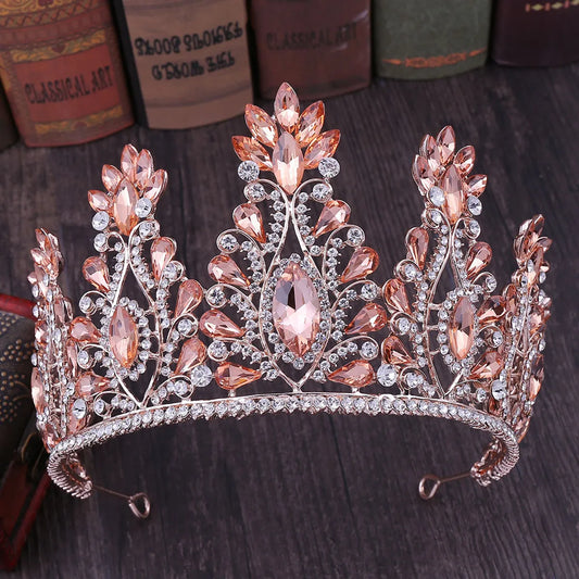 Retro Crown Alloy Inlay Crystal Rhinestones Crown 1 Piece