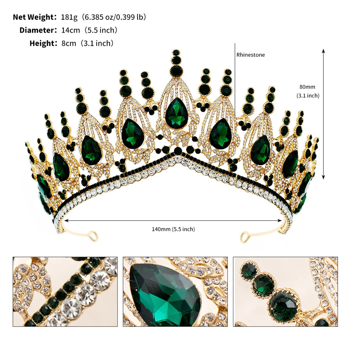 Retro Crown Alloy Inlay Rhinestones Crown