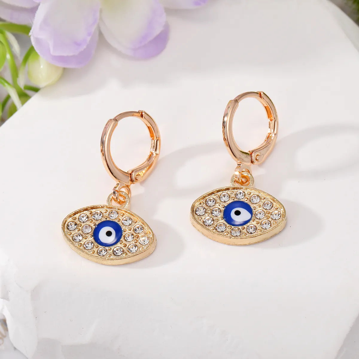 Wholesale Jewelry 1 Pair Retro Devil's Eye Butterfly Alloy Rhinestones Drop Earrings