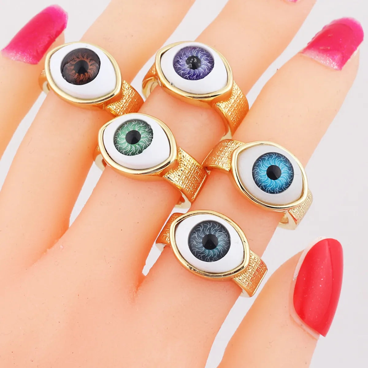 Retro Devil'S Eye Copper Open Ring Plating Resin Copper Rings