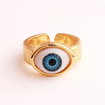 Retro Devil'S Eye Copper Open Ring Plating Resin Copper Rings