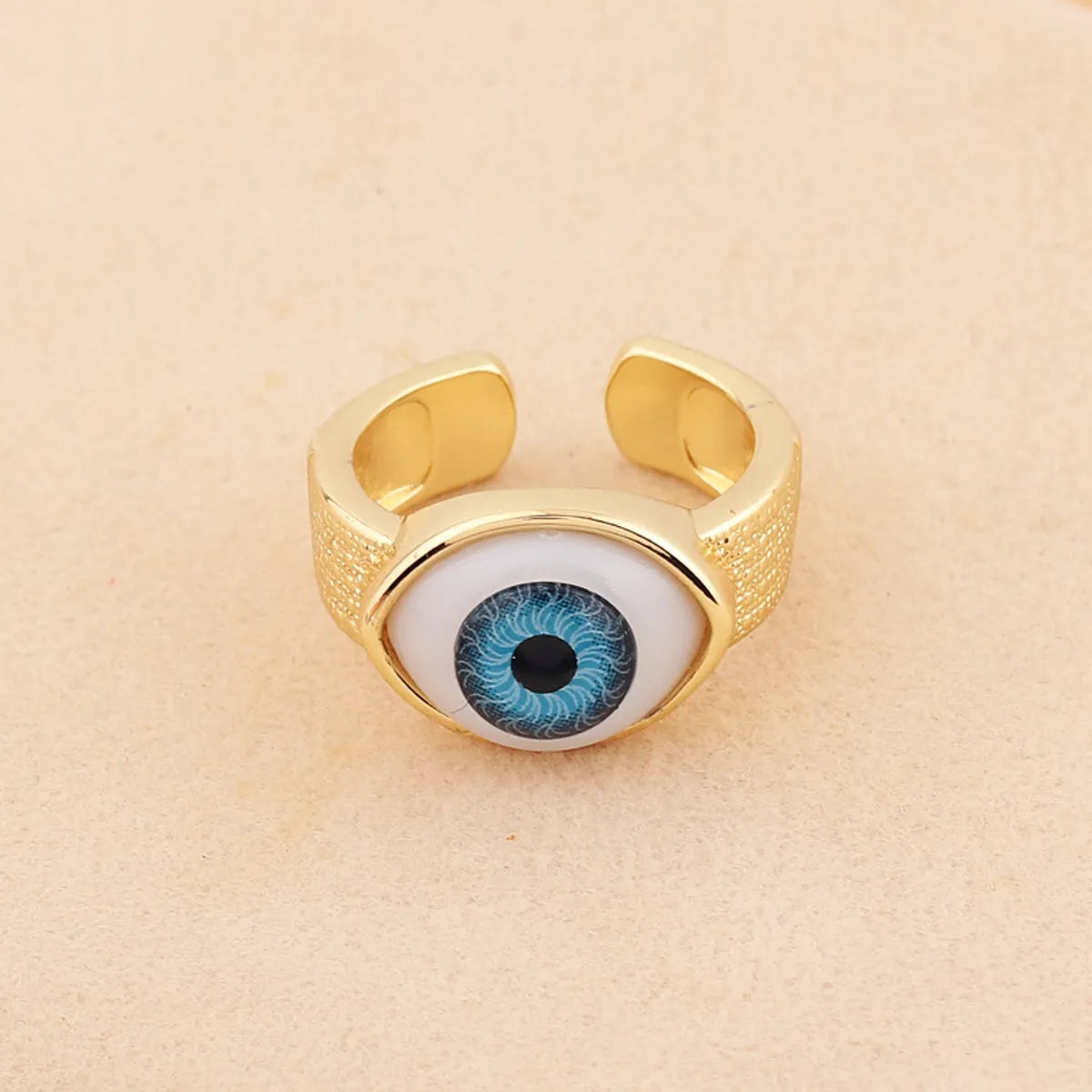 Retro Devil'S Eye Copper Open Ring Plating Resin Copper Rings