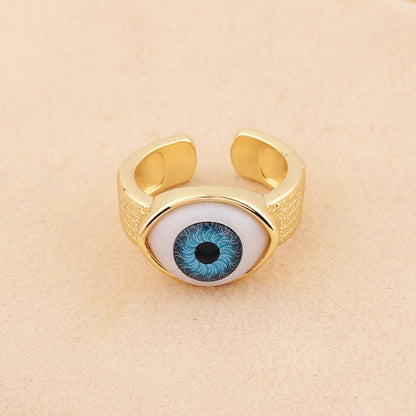 Retro Devil'S Eye Copper Open Ring Plating Resin Copper Rings