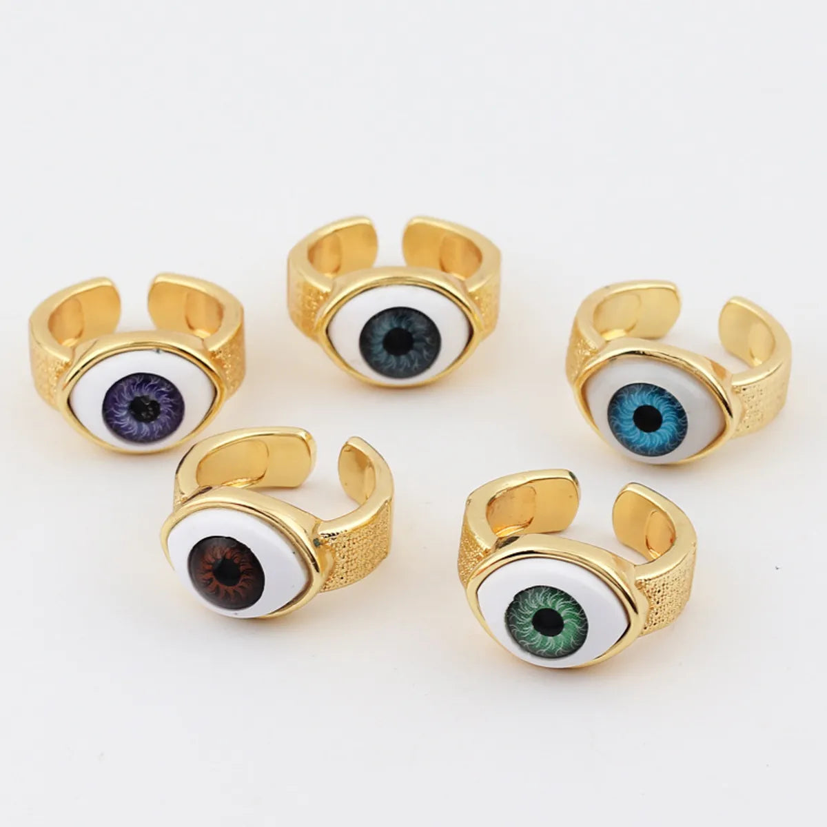 Retro Devil'S Eye Copper Open Ring Plating Resin Copper Rings