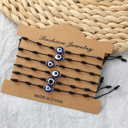 Retro Devil's Eye Glass Rope Unisex Bracelets 1 Set 6 Pieces