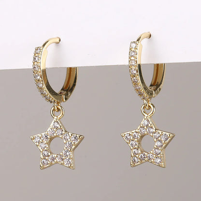 1 Pair Retro Devil'S Eye Heart Shape Butterfly Inlay Copper Zircon Drop Earrings