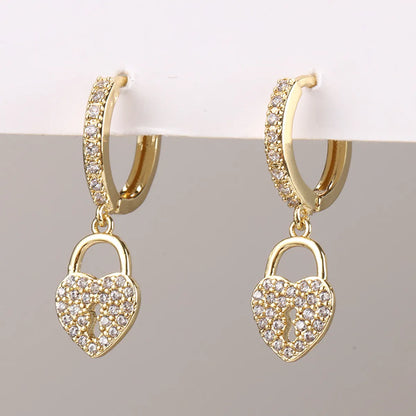 1 Pair Retro Devil'S Eye Heart Shape Butterfly Inlay Copper Zircon Drop Earrings