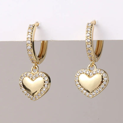 1 Pair Retro Devil'S Eye Heart Shape Butterfly Inlay Copper Zircon Drop Earrings