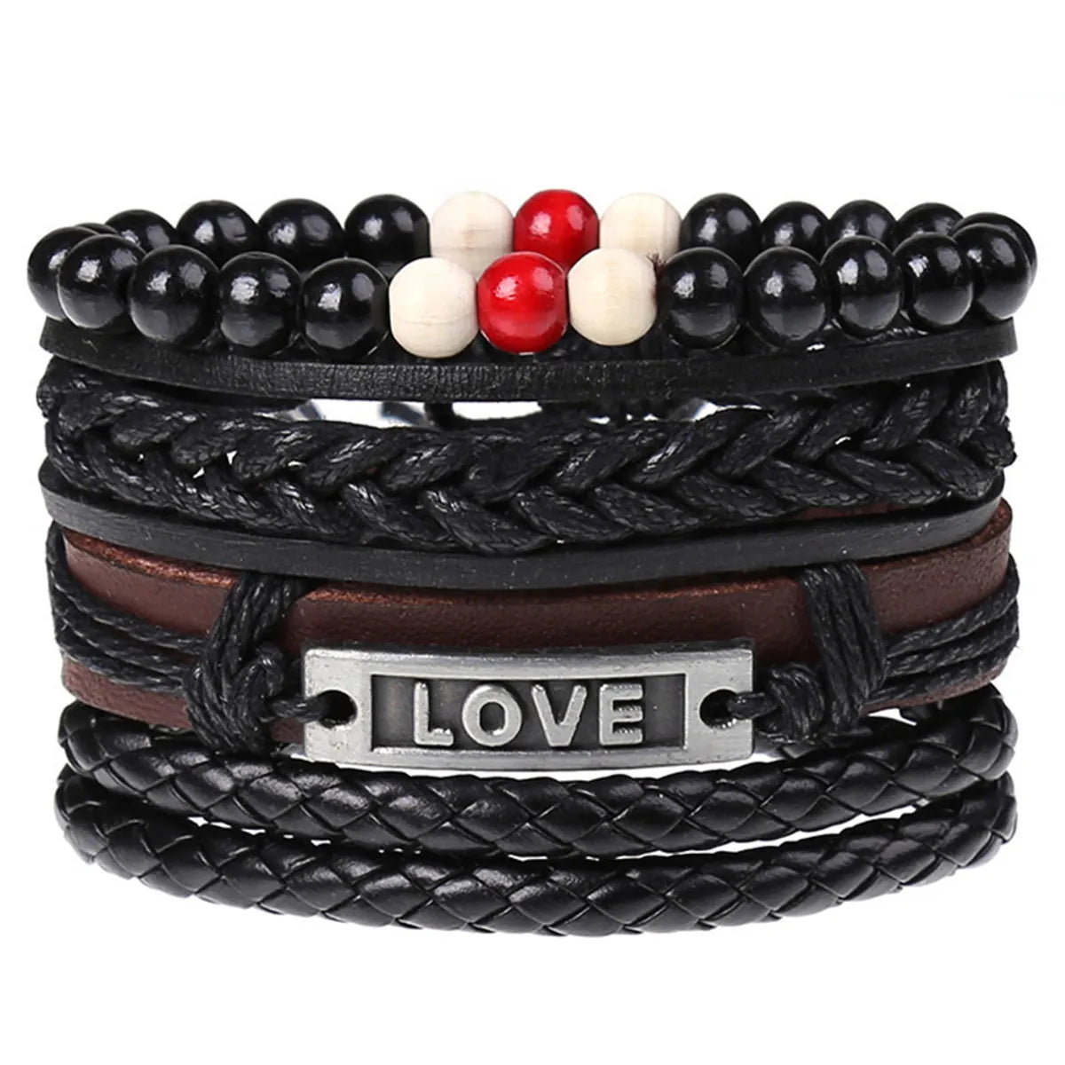 Retro Devil'S Eye Infinity Fish Bone Leather Unisex Wristband