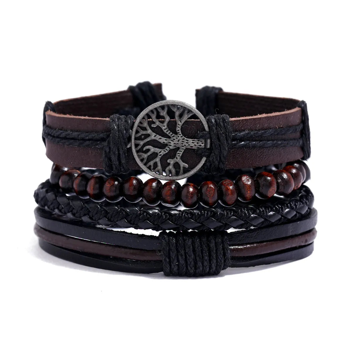 Retro Devil'S Eye Infinity Fish Bone Leather Unisex Wristband