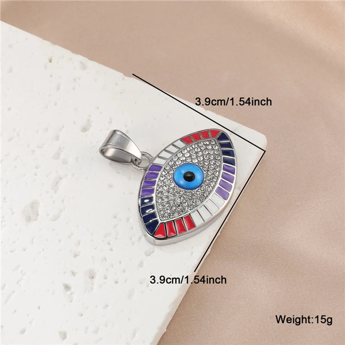 Retro Devil's Eye Stainless Steel Inlay Zircon Pendant Necklace