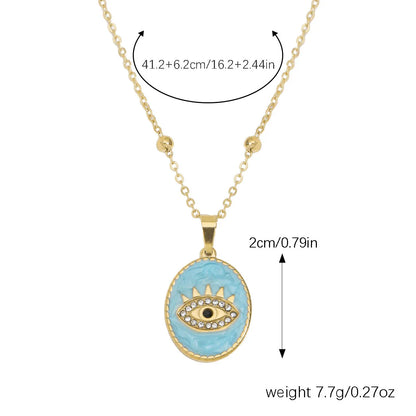 Retro Devil's Eye Stainless Steel Polishing Plating Inlay Rhinestones Gold Plated Earrings Necklace