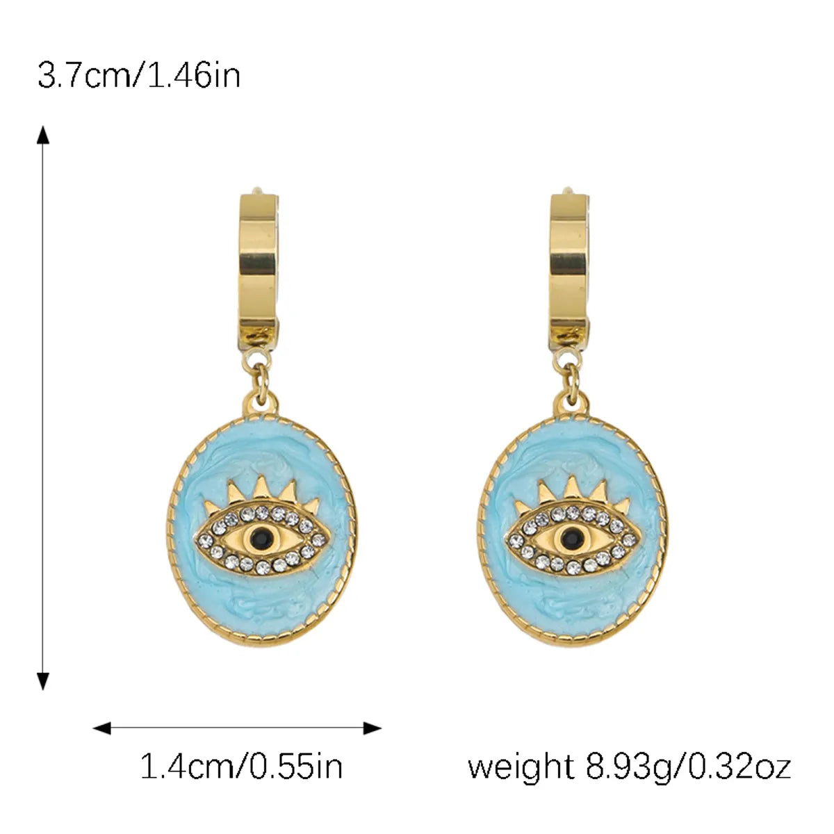 Retro Devil's Eye Stainless Steel Polishing Plating Inlay Rhinestones Gold Plated Earrings Necklace