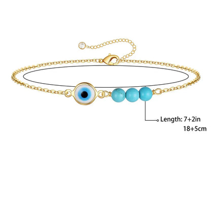 Retro Devil's Eye Stainless Steel Turquoise Plating 18k Gold Plated Bracelets