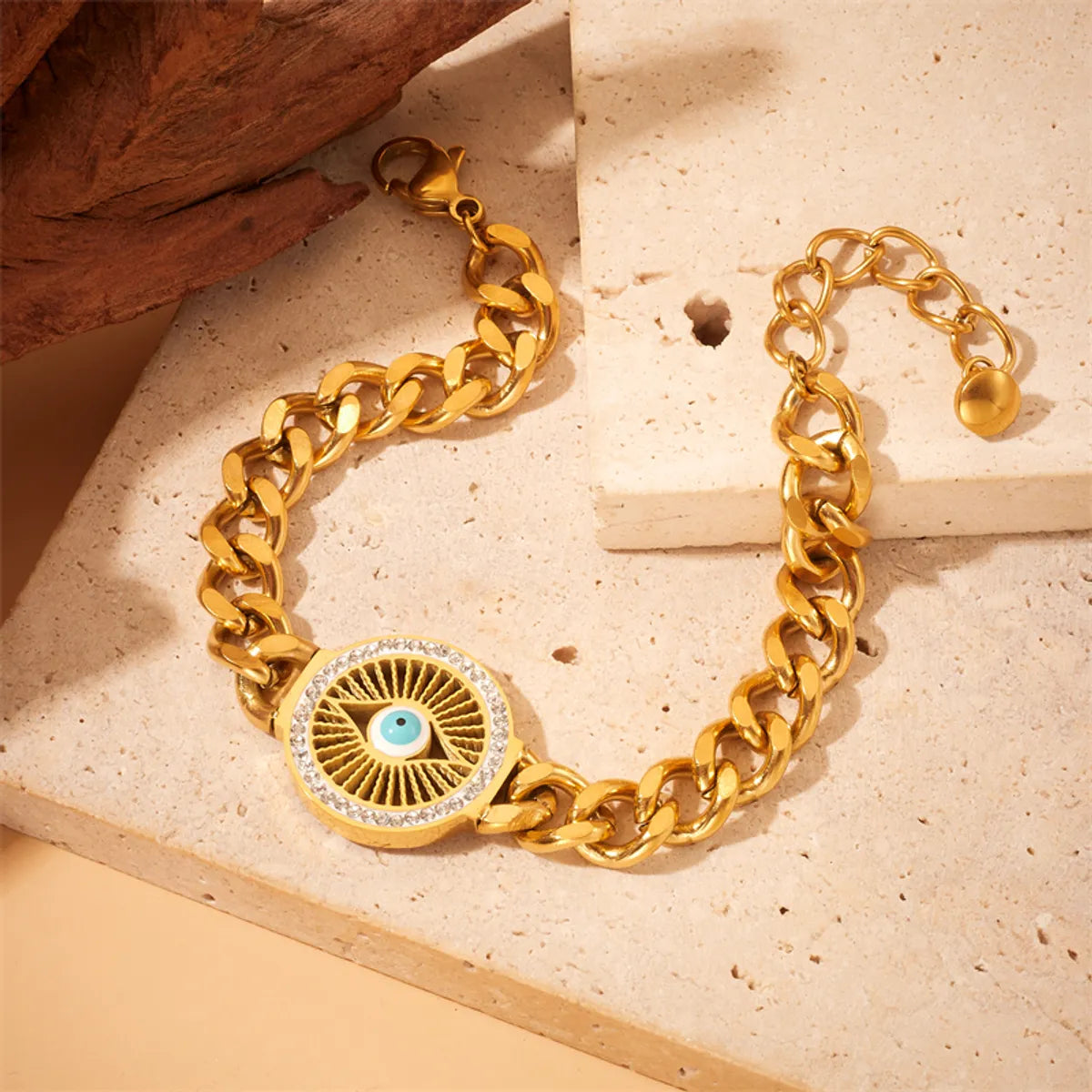 Retro Devil's Eye Titanium Steel Plating 18k Gold Plated Bracelets