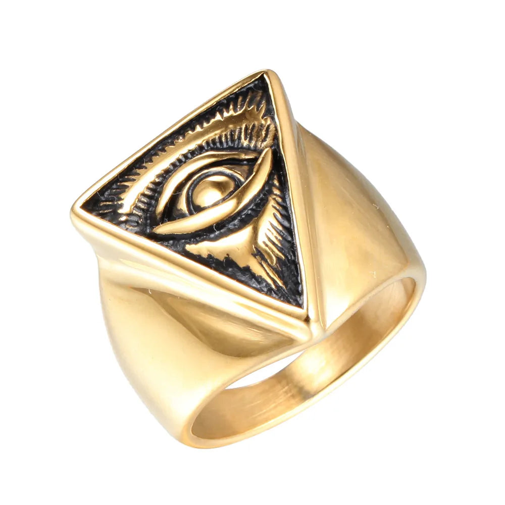 Retro Devil'S Eye Titanium Steel Plating None 18K Gold Plated Rhodium Plated Men'S Rings