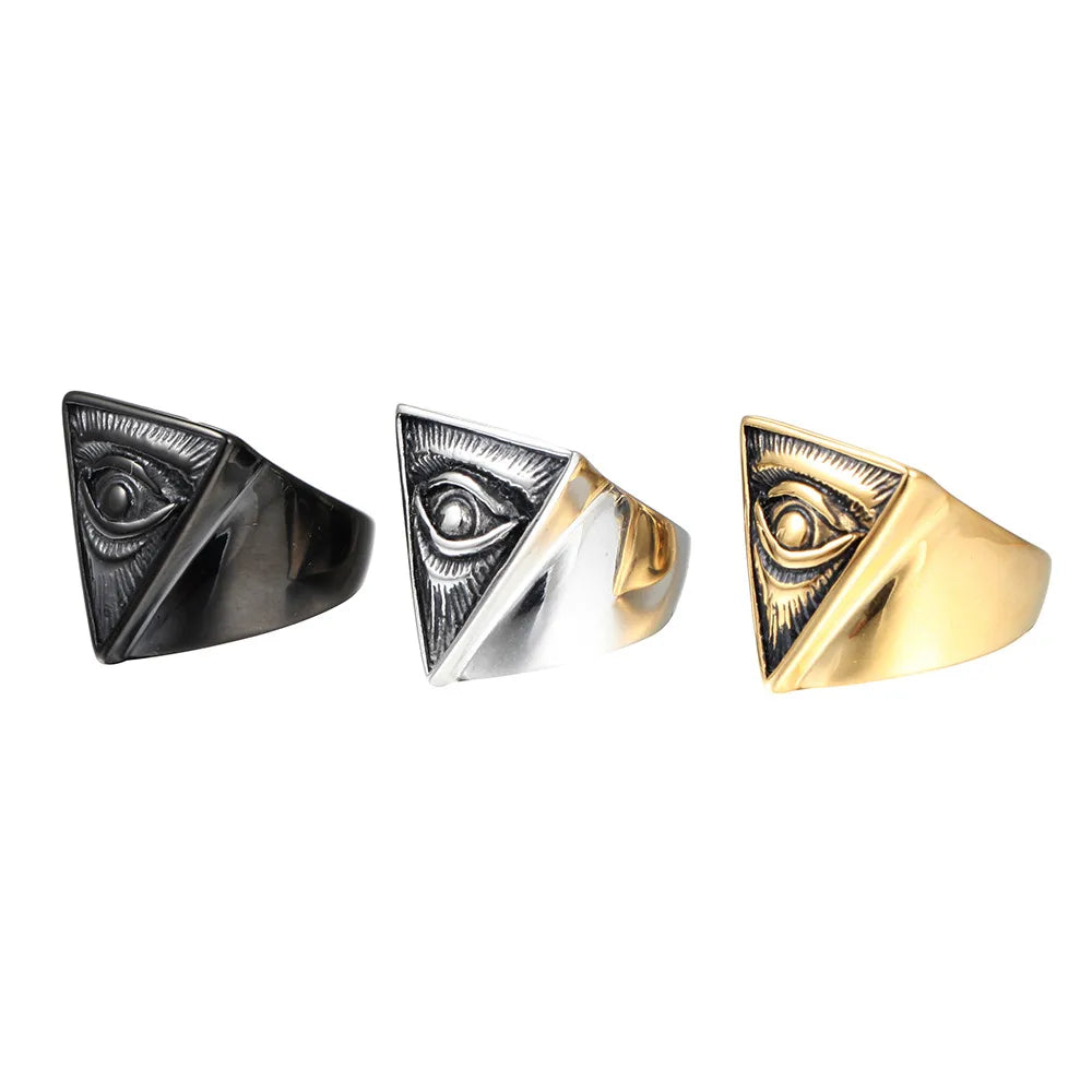 Retro Devil'S Eye Titanium Steel Plating None 18K Gold Plated Rhodium Plated Men'S Rings