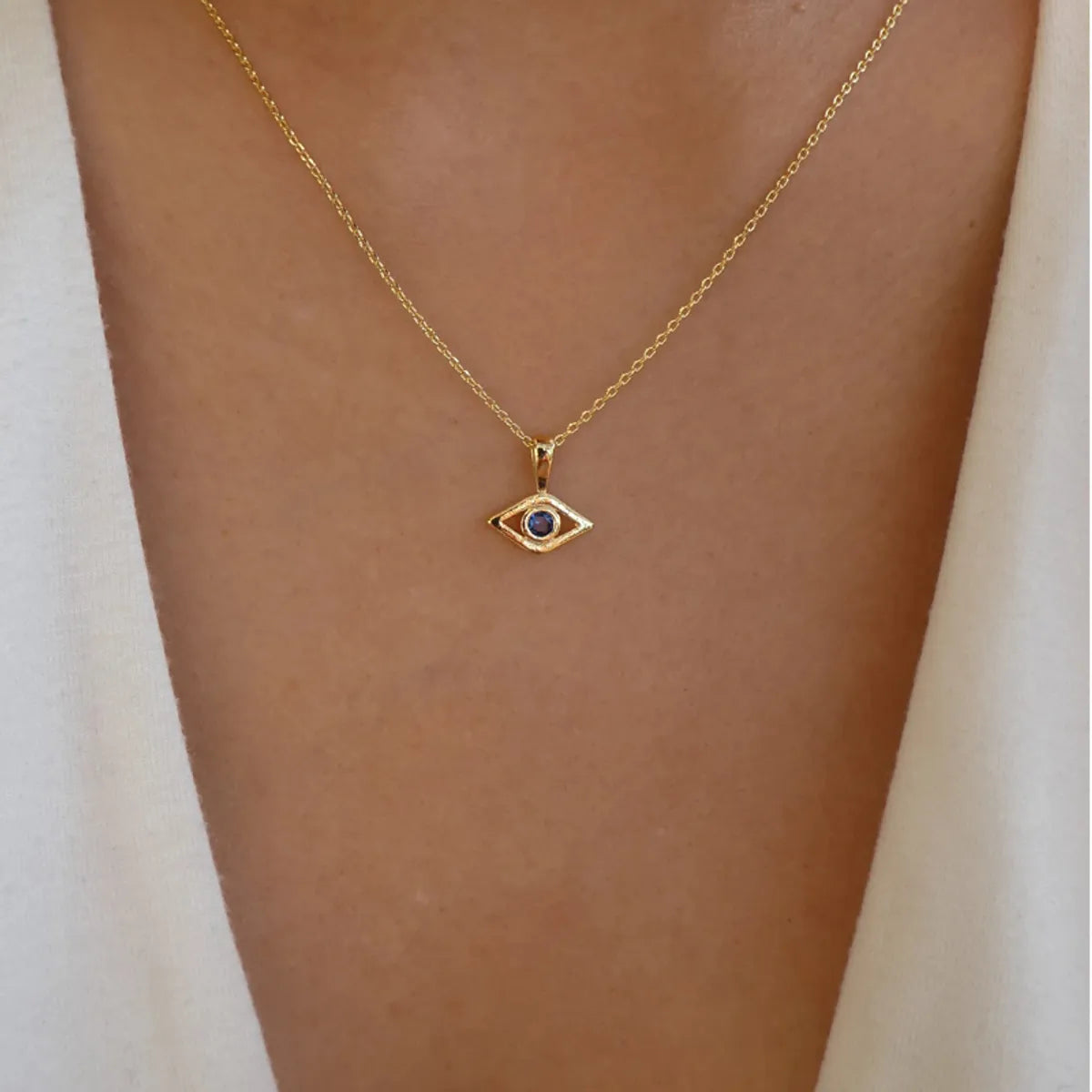 Retro Devil'S Eye Water Droplets Alloy Enamel Rhinestones Women'S Necklace