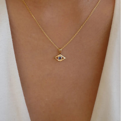 Retro Devil'S Eye Water Droplets Alloy Enamel Rhinestones Women'S Necklace