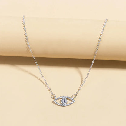 Retro Devil'S Eye Water Droplets Alloy Enamel Rhinestones Women'S Necklace