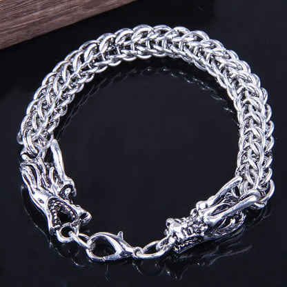 Retro Dragon Alloy Patchwork Chain Men'S Bracelets 1 Piece