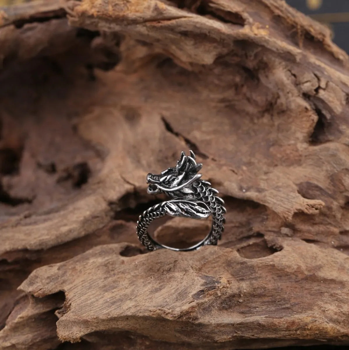 Retro Dragon Alloy Plating Open Ring 1 Piece